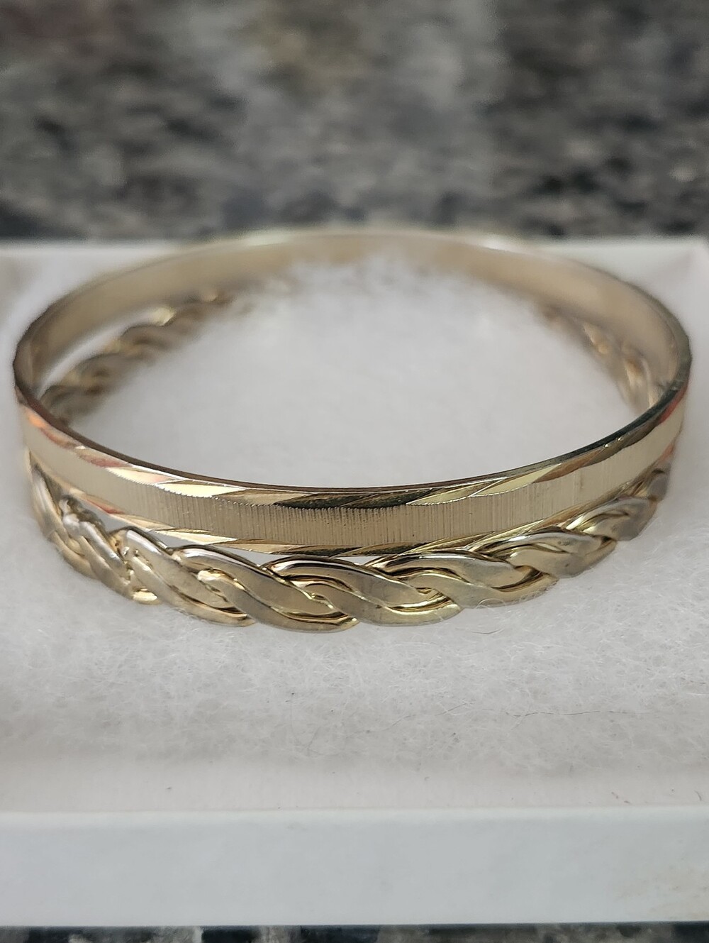 Gold-Tone Braided and Smooth Bangle Bracelet - Set Of 2